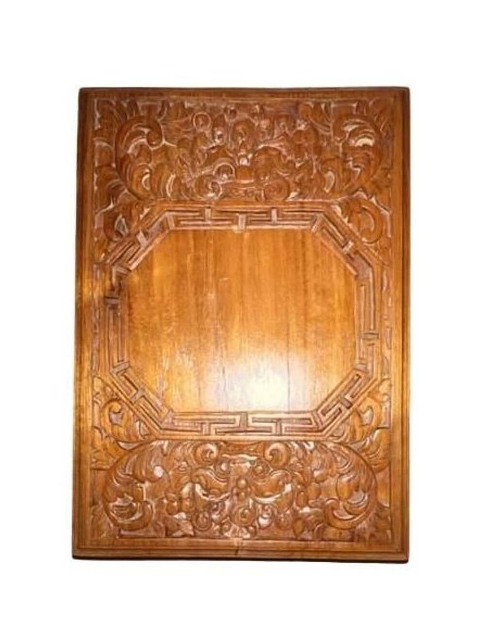 Vintage Hand Carved Rosewood Decorative Box w/Traditional Motifs on Lid
